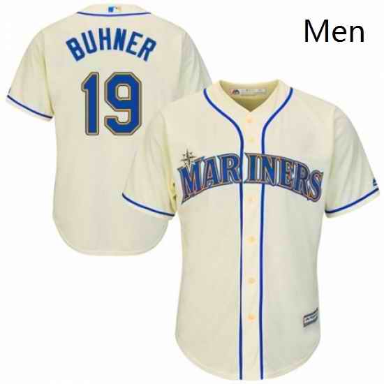 Mens Majestic Seattle Mariners 19 Jay Buhner Replica Cream Alternate Cool Base MLB Jersey
